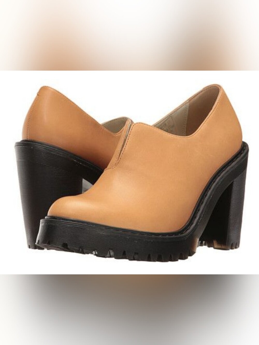 DR. MARTENS size 7‎ Tan Leather CORDELIA AIRWAIR chunky Platform Ankle Boot